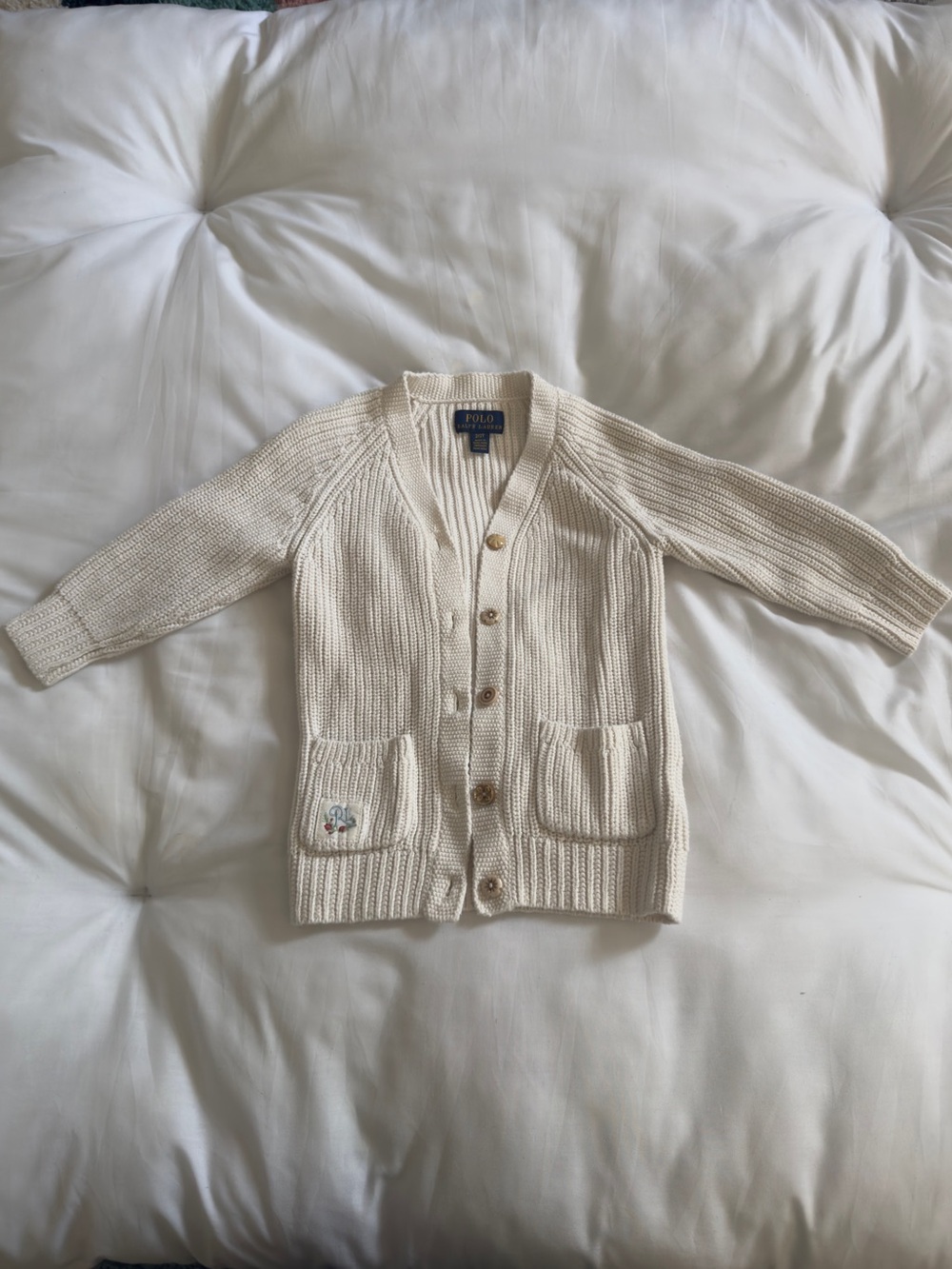 Polo by Ralph Lauren Cream Knit Button-Front Cardigan